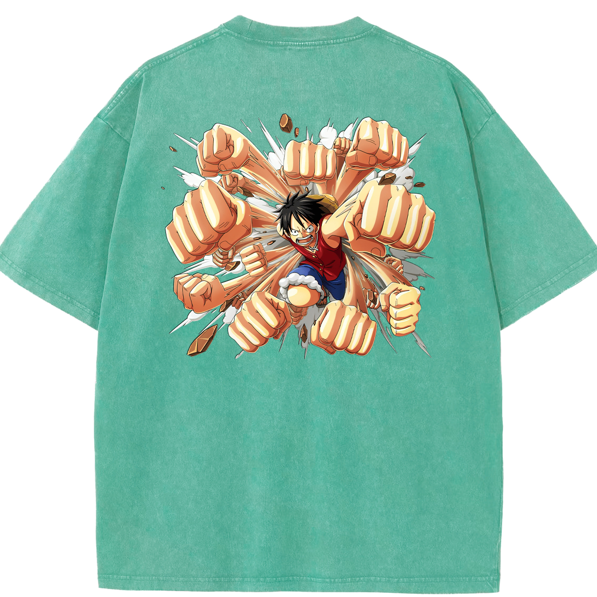 ワンピース モンキー・D・ルフィ ONE PIECE Monkey D. Luffy 綿100% ヴィンテージ風 半袖Tシャツ（背面プリント）